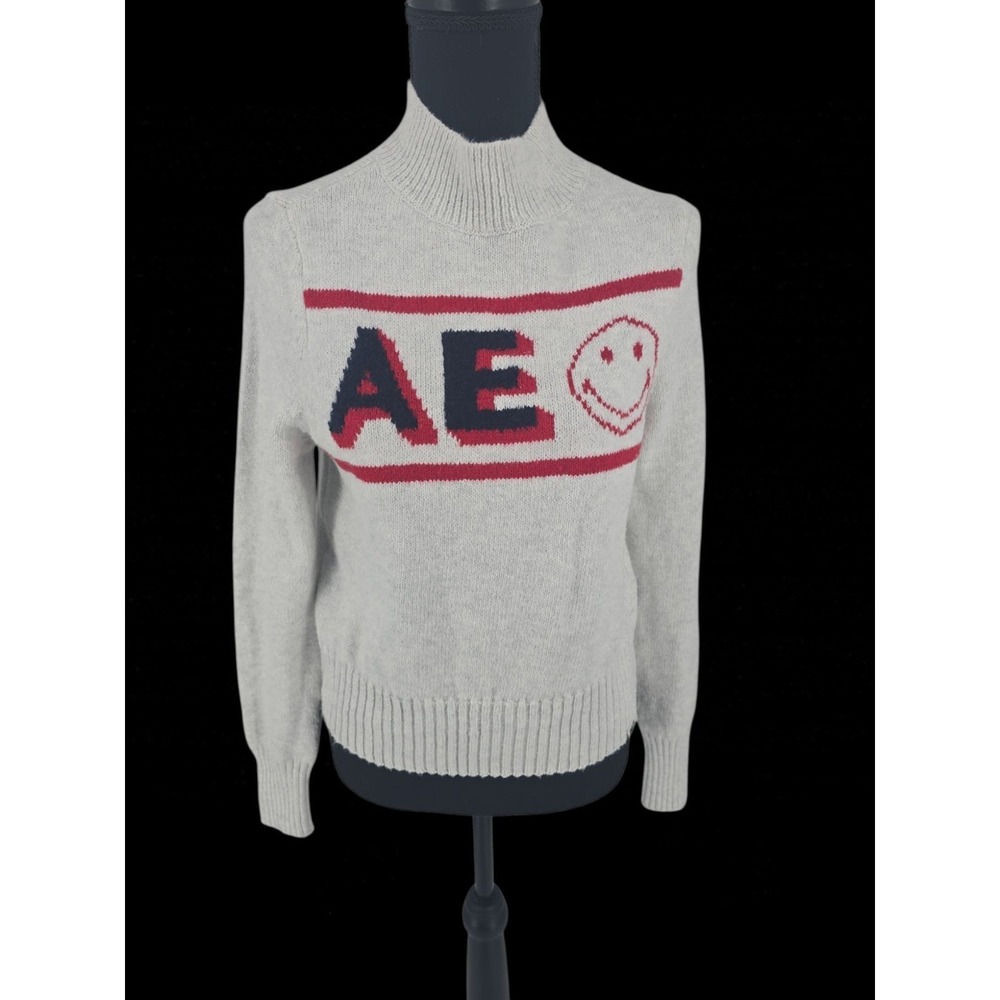 American Eagle Sweater Womens Small Smiley Face Crewneck Pullover